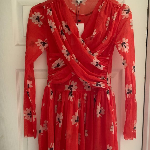 Ganni Red Floral Dress - Picture 3 of 4